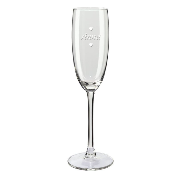 Graverede champagneglas med navn Graverede champagneglas med navn