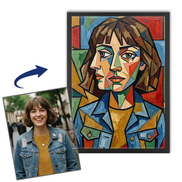 Kunstnerisk portræt i kubistisk stil Kunstnerisk portræt i kubistisk stil