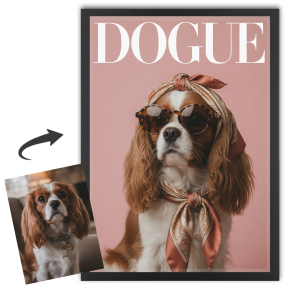 Forside af DOGUE-magasin baseret på et foto Forside af DOGUE-magasin baseret på et foto