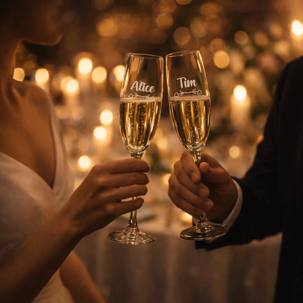 Gaveæske med 2 champagnegla Bryllup Gaveæske med 2 champagnegla Bryllup