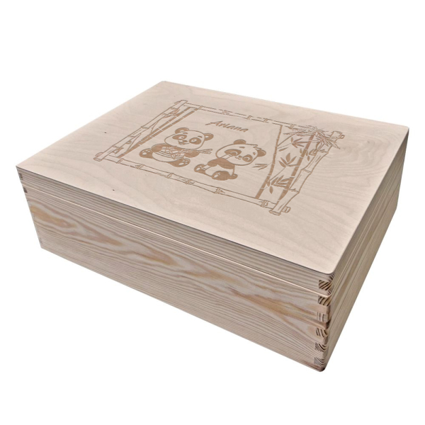 Graveret opbevaringsboks panda Graveret opbevaringsboks panda