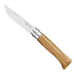 Indgraveret Opinel nr. 8-kniv i oliventræ Indgraveret Opinel nr. 8-kniv i oliventræ
