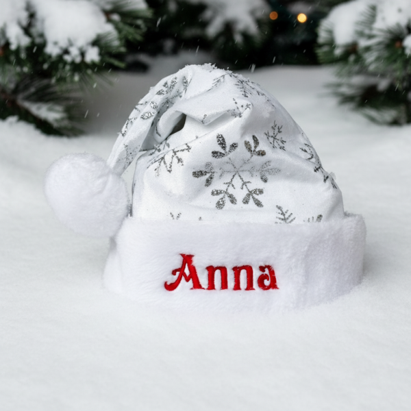 Julehat med glitrende snefnug Julehat med glitrende snefnug