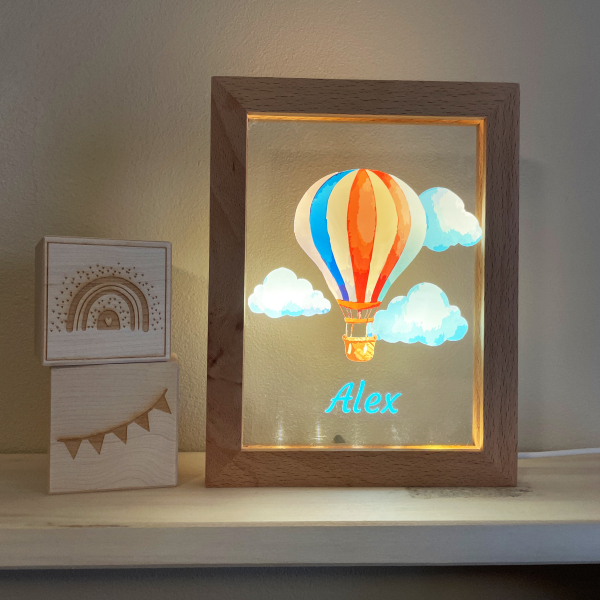 LED-ramme med luftballon og navn LED-ramme med luftballon og navn