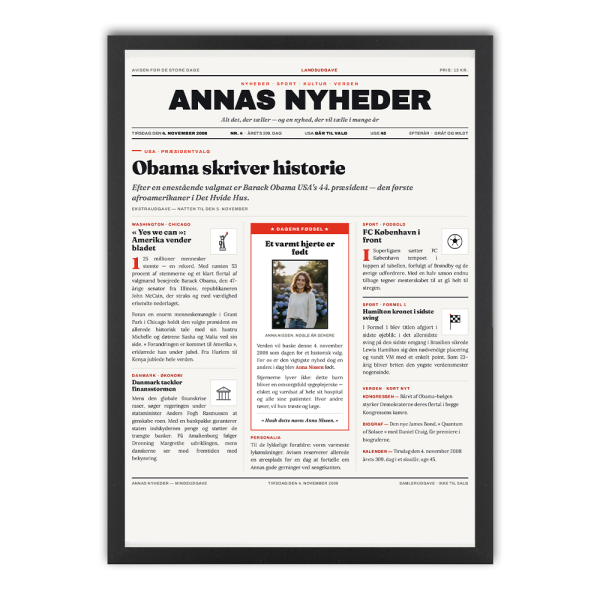 Nyhederne fra din fødselsdag på en plakat Nyhederne fra din fødselsdag på en plakat