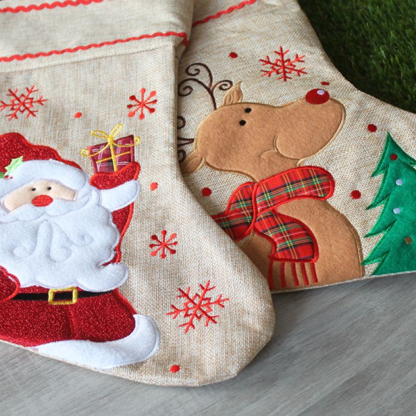 Personlig julesok med hør-look Personlig julesok med hør-look