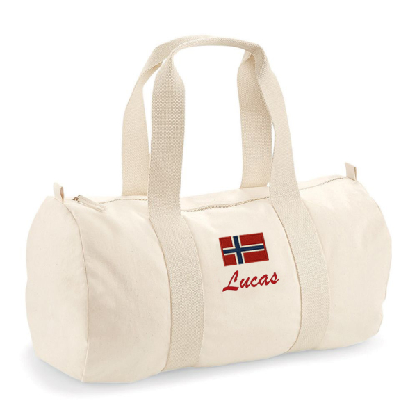 Personlig sportstaske med navn og flag Personlig sportstaske med navn og flag