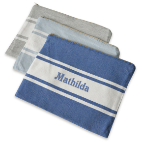 Personlig strandtaske i fouta stil Personlig strandtaske i fouta stil