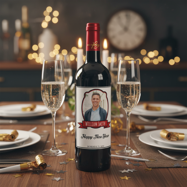 Personlig vinflaske Fotoemblem Personlig vinflaske Fotoemblem