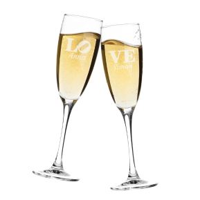 Personlige champagneglas til et par Personlige champagneglas til et par