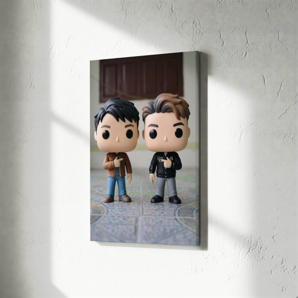 Portræt af en stiliseret vinylfigur baseret på et foto Portræt af en stiliseret vinylfigur baseret på et foto