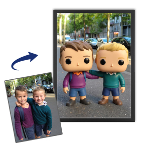 Portræt af en stiliseret vinylfigur baseret på et foto Portræt af en stiliseret vinylfigur baseret på et foto