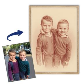 Sanguine-portræt efter et foto Sanguine-portræt efter et foto