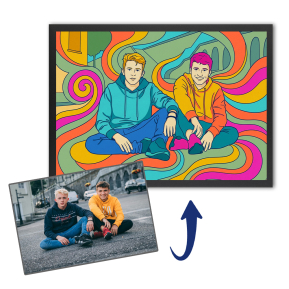 Psykedelisk portræt ud fra et foto Psykedelisk portræt ud fra et foto