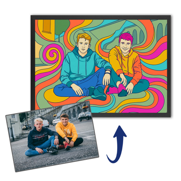 Psykedelisk portræt ud fra et foto Psykedelisk portræt ud fra et foto