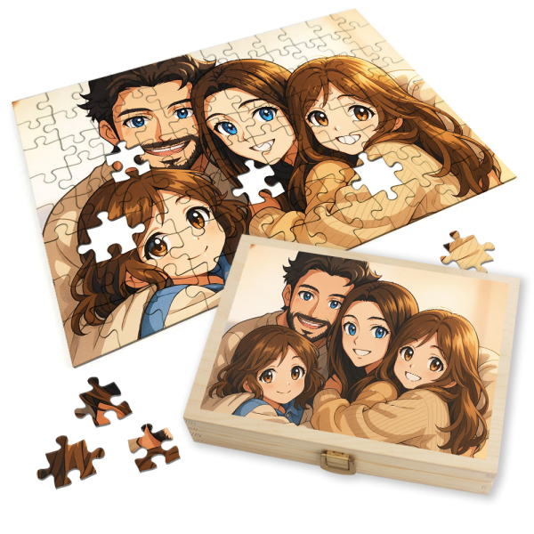 Puzzle af et foto omdannet til manga Puzzle af et foto omdannet til manga