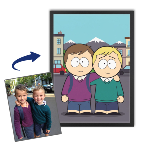Karikatur i skæv tegneseriestil ud fra et foto Karikatur i skæv tegneseriestil ud fra et foto