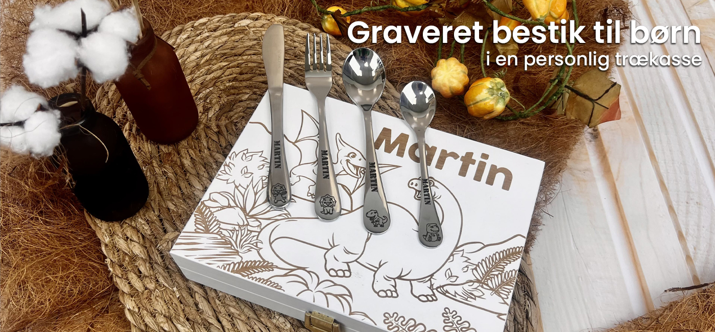 Graveret bestik til børn Graveret bestik til børn