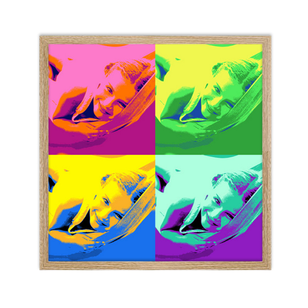 Indrammet Pop Art-plakat med 4 fotos