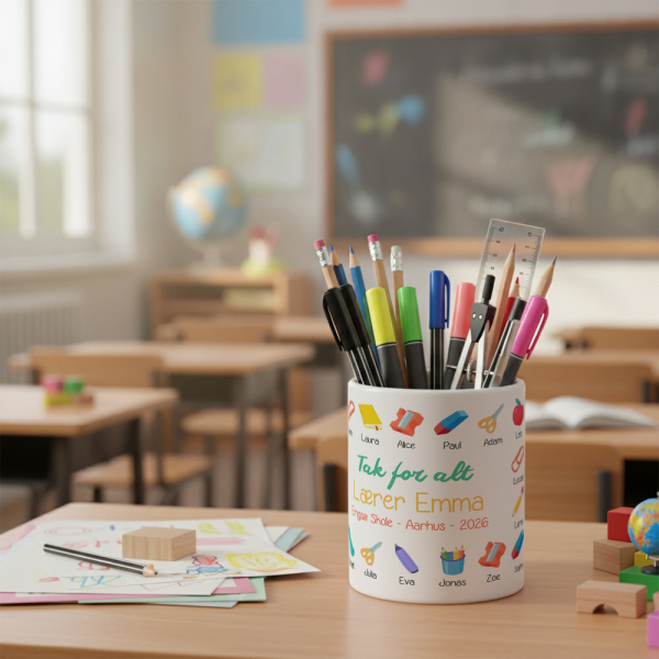 Personlig penneholder i keramik Klasseminder