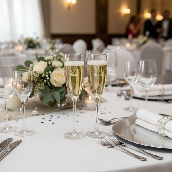 Personlige champagneglas til et par