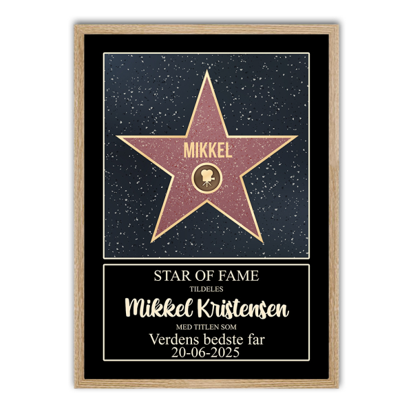 Personligt Walk of Fame-certifikat med ramme