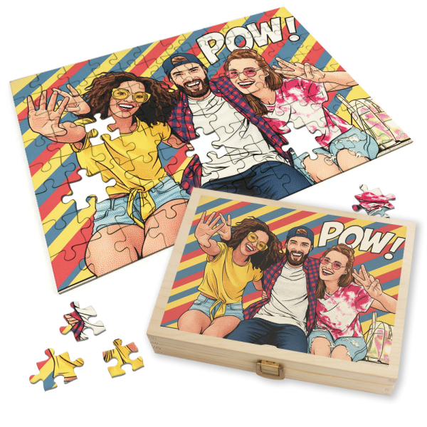 Puzzlefoto Pop Art Comics stil Roy Lichtenstein