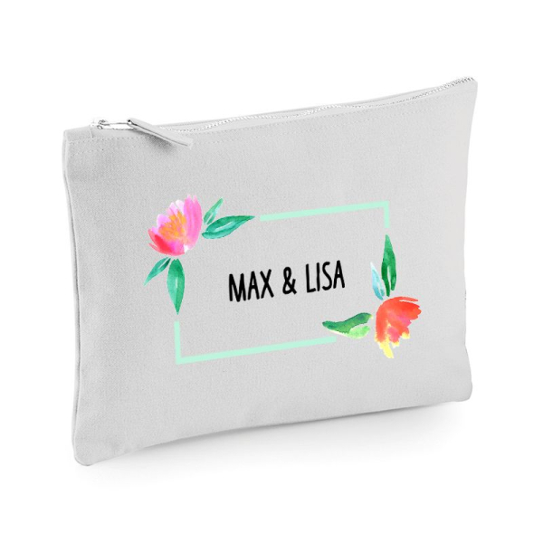 Trykt pung med akvarelblomster