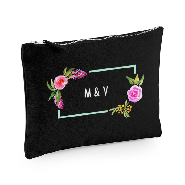 Trykt pung med akvarelblomster