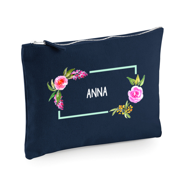 Trykt pung med akvarelblomster