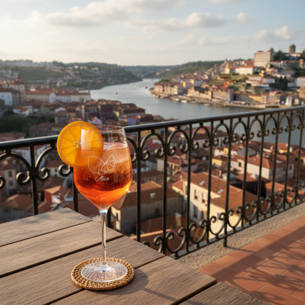 Spritzglas med indgraveret navn