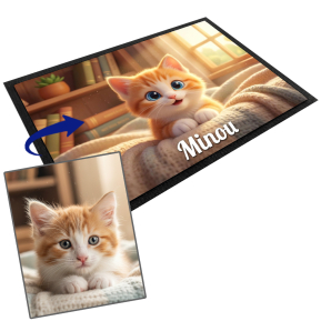 Personlig d�kkeserviet til madsk�l i 3D-animeret stil til hund eller k