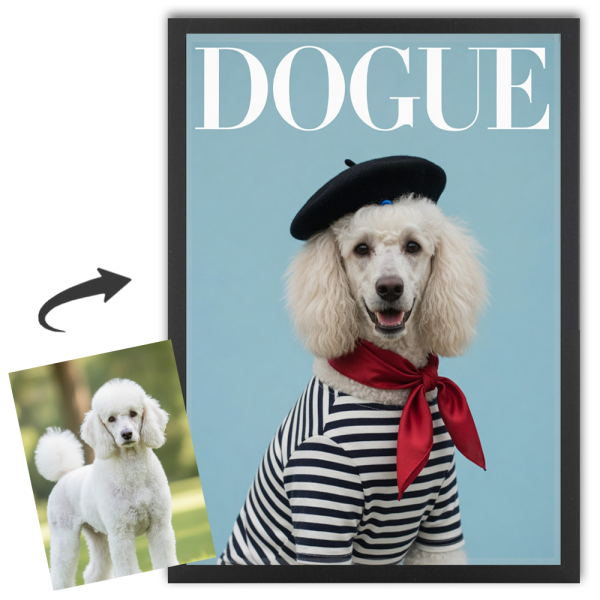 Forside af DOGUE-magasin baseret på et foto Forside af DOGUE-magasin baseret på et foto