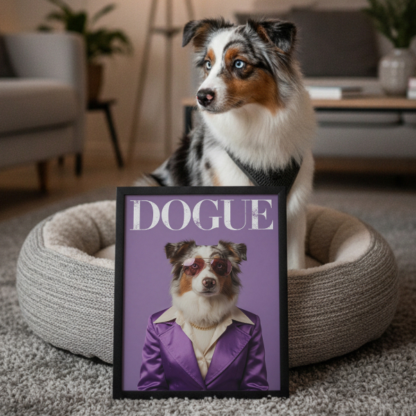 Forside af DOGUE-magasin baseret på et foto Forside af DOGUE-magasin baseret på et foto